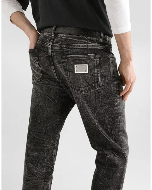 Dolce & Gabbana Black Logo-Plaque Jeans for men