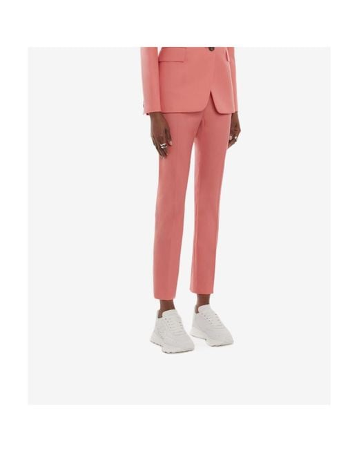 McQueen Pink High-Waisted Tapered Trousers