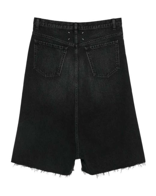 Maison Margiela Black Raw-Cut Hem Denim Shorts for men