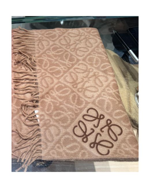 Loewe White Monogram Jacquard Fringed Scarf