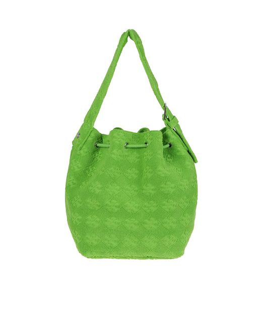 Tory Burch Green T Monogram Oversized Bucket Bag