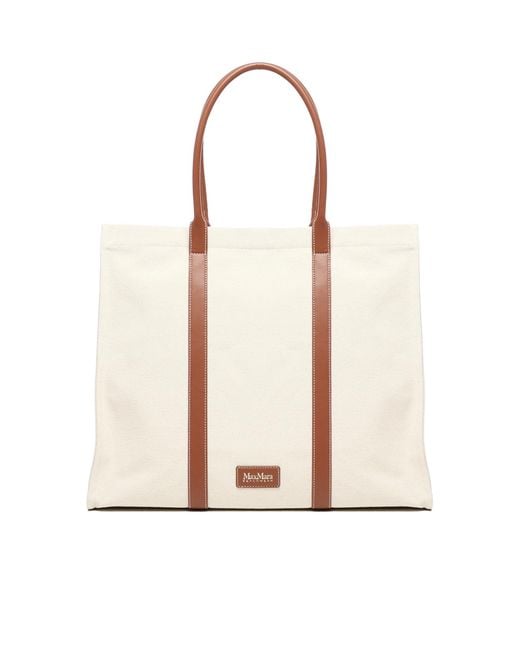 Max Mara Natural Logo Patch Top Handle Bag