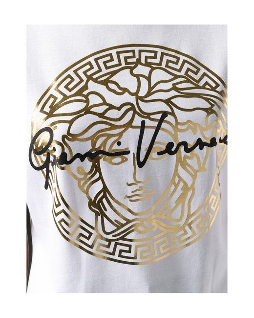 Versace White Metallic Medusa Print T-Shirt