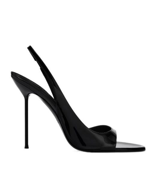 Paris Texas Black Slingback Open-Toe Pumps