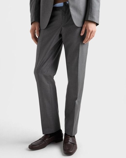 Prada Gray Single-Breasted Silk Suit for men