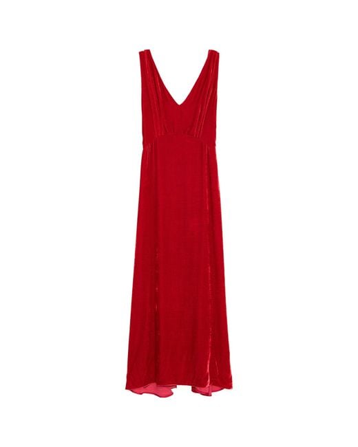 P.A.R.O.S.H. Red V-Neck Sleeveless Dress