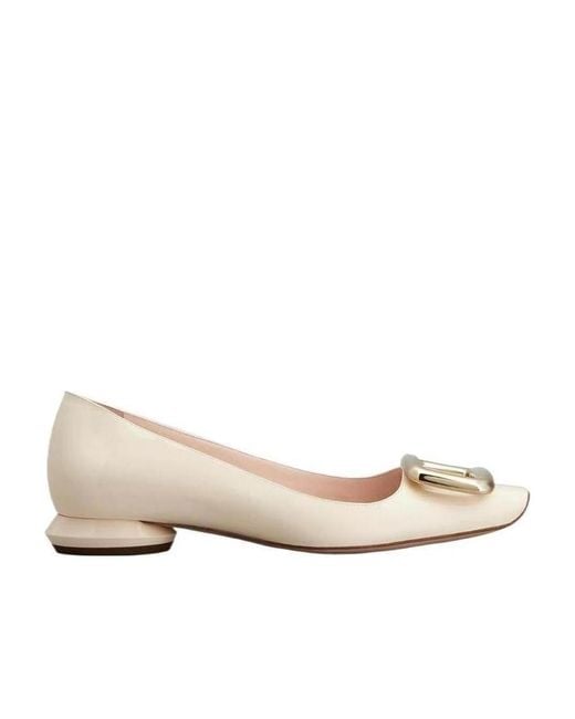 Roger Vivier Natural Buckle-Detail Ballerina Shoes