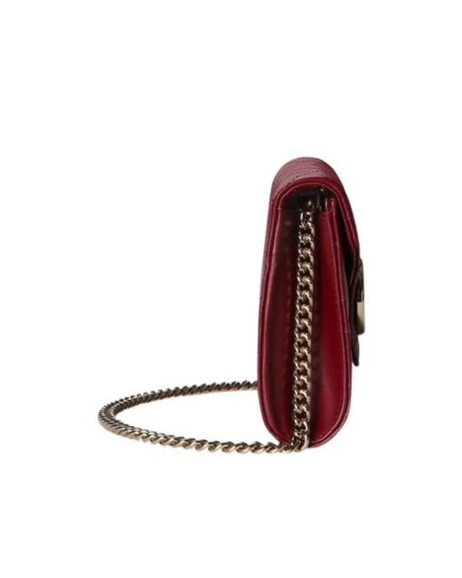 Gucci Red Logo Plaque Quilted Clutch Bag