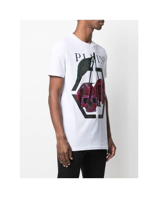 Philipp Plein Red Decorated Cherry Printed T-Shirt for men