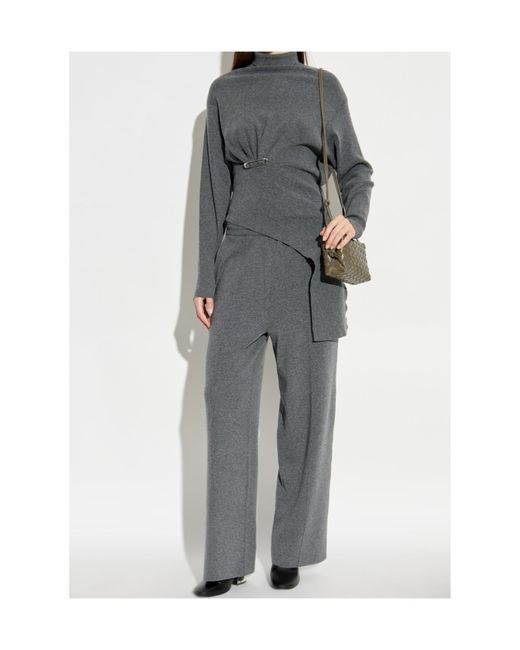 Lanvin Gray High Neck Safety Pin Detailed Jumper