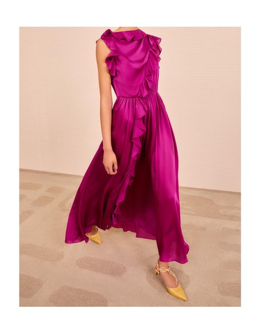 Ulla Johnson Purple Saanvi Cascading Ruffle Dress
