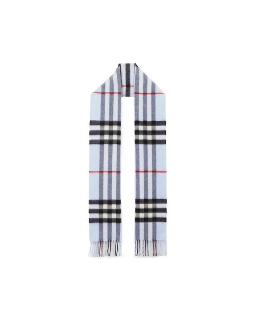 Burberry Blue Checked Fringed-Edge Scarf