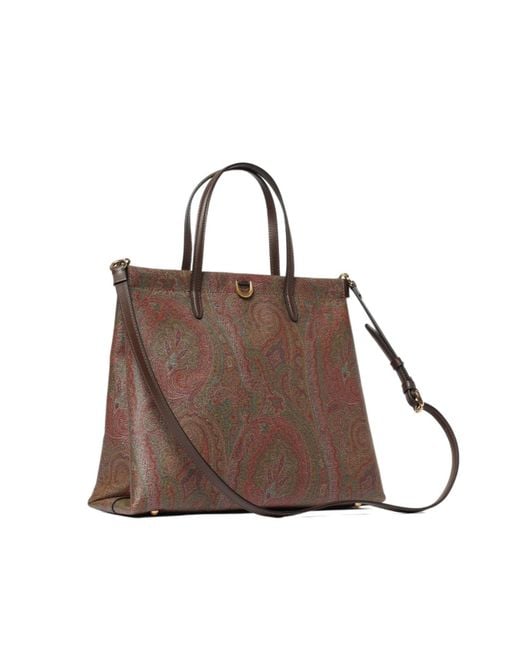 Etro Brown Arnica Large Paisley Tote Bag