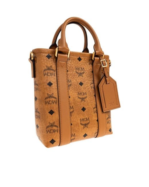MCM Brown Aren Mini Printed Tote Bag for men