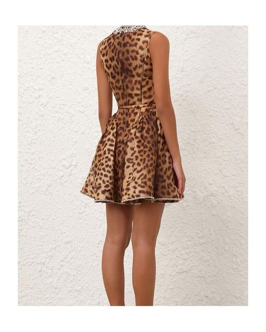 Zimmermann Brown Crush Panelled Mini Dress