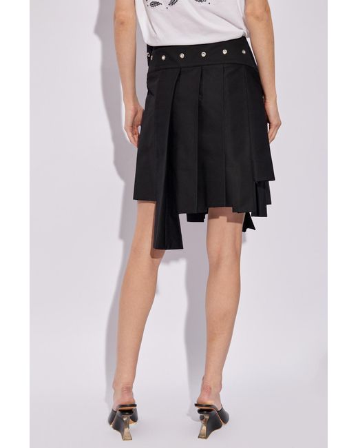 Off-White c/o Virgil Abloh Black Asymmetric Hem Pleated Mini Skirt