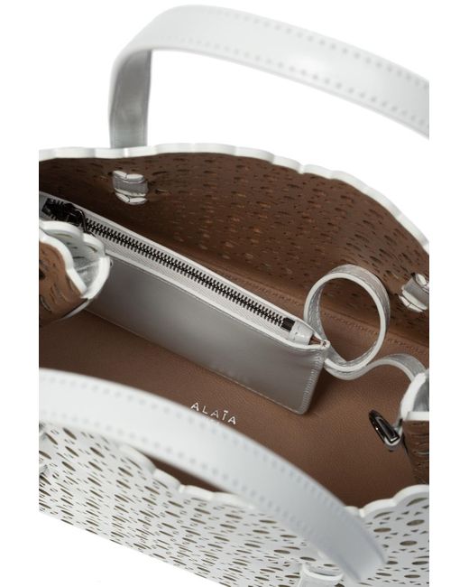 Alaïa White Alaïa Mina 25 Laser-Cut Tote Bag