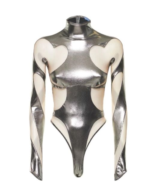 Mugler Multicolor Stand-Neck Bodysuit