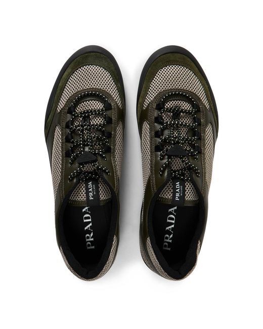 Prada Black Mesh Low-Top Trainers for men