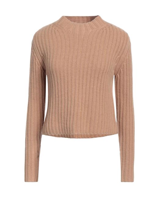 Max Mara Brown Solid Color Long-Sleeve Crew Neck Knit Sweater