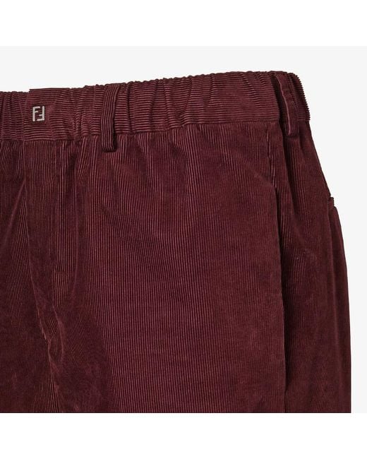 Fendi Red Straight-Leg Corduroy Trousers for men