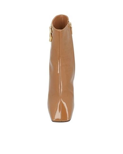Dolce & Gabbana Brown Square-Toed Patent Leather Ankle Boots