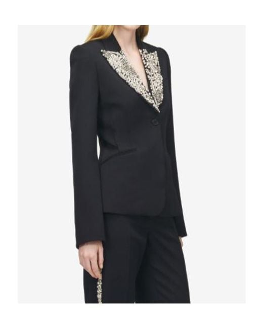McQueen Black Chain Mail Embroidery Single-Breasted Jacket
