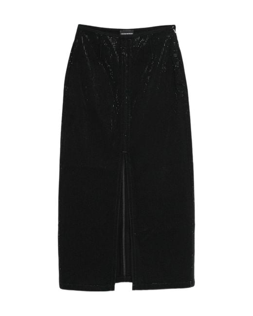 Emporio Armani Black Slit Midi Skirt