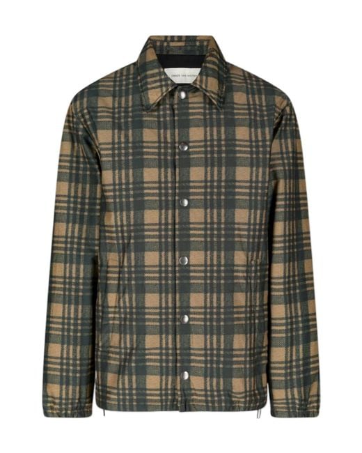 Dries Van Noten Green Button-Down Checked Jacket for men