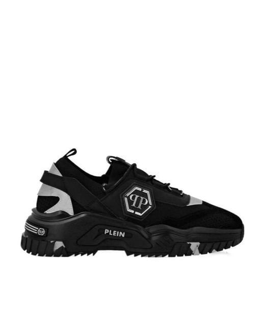 Philipp Plein Black Predator Low-Top Lace-Up Sneakers for men