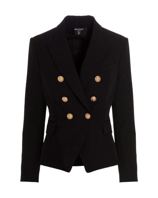 Balmain Blue Button Embellished Tailored Blazer