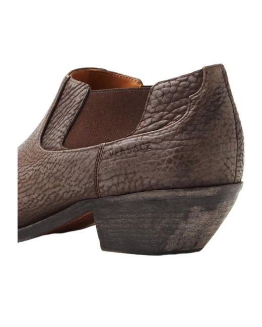 Versace Brown Textured Heel Ankle Boots for men