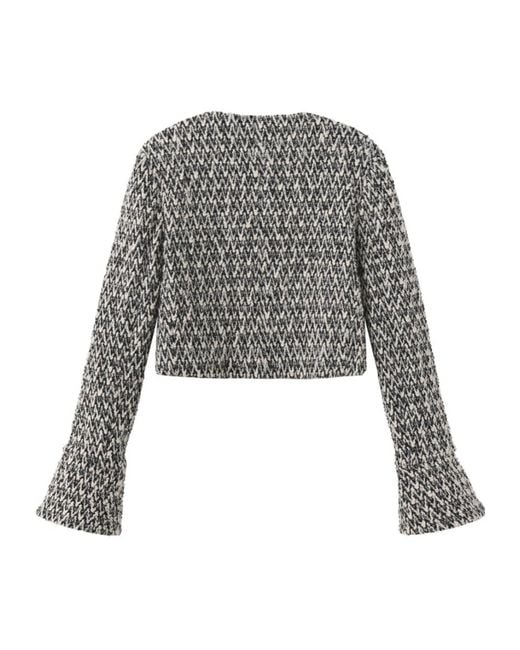 Marissa Chiara Gray V-Neck Casual Jacket