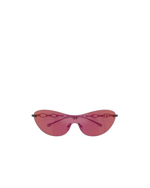 DIESEL Pink Rimless Shield Sunglasses