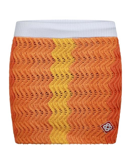 Casablanca Orange Crochetknit Mini Skirt