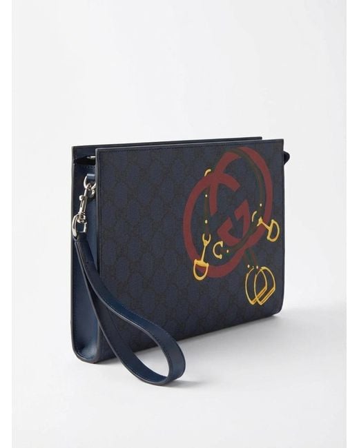 Gucci Blue Chinese New Year Collection Printed Gg Medium Clutch Bag for men