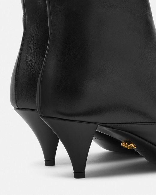 Versace Black Pointed-Toe Zipped Ankle Boots
