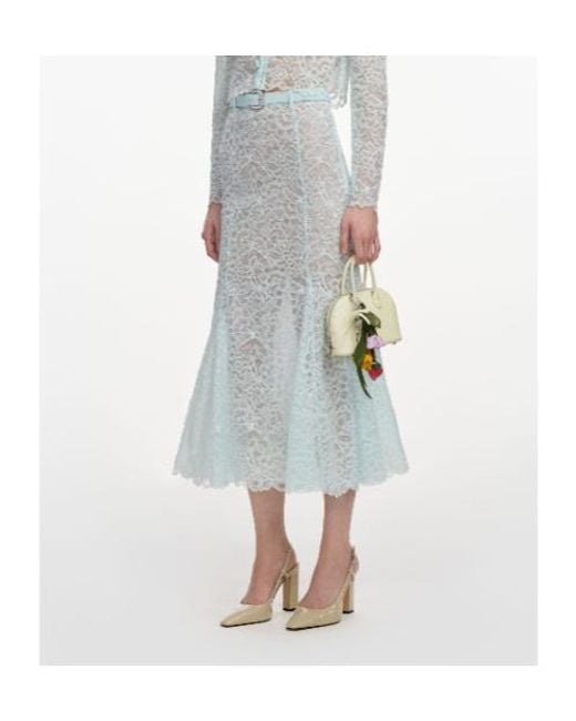 Self-Portrait Blue Mint Lace Midi Skirt