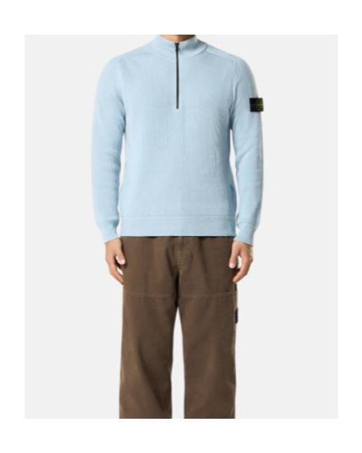 Stone Island Blue Regular-Fit Half-Zipper Sweater for men