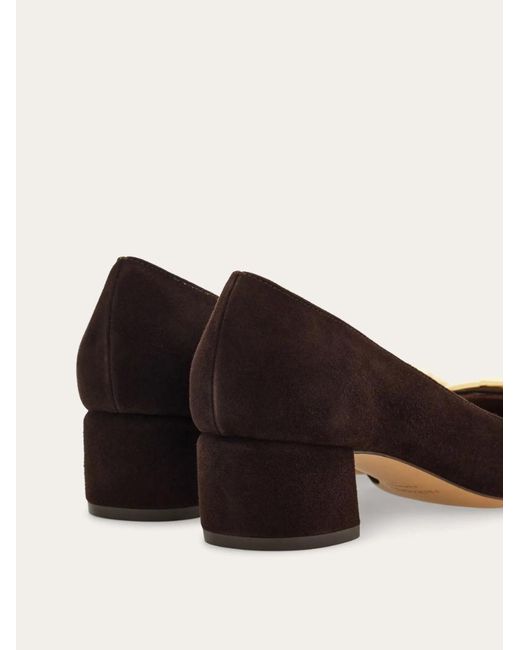 Ferragamo Brown Ferragamo Gancini Plaque Slip-On Pumps