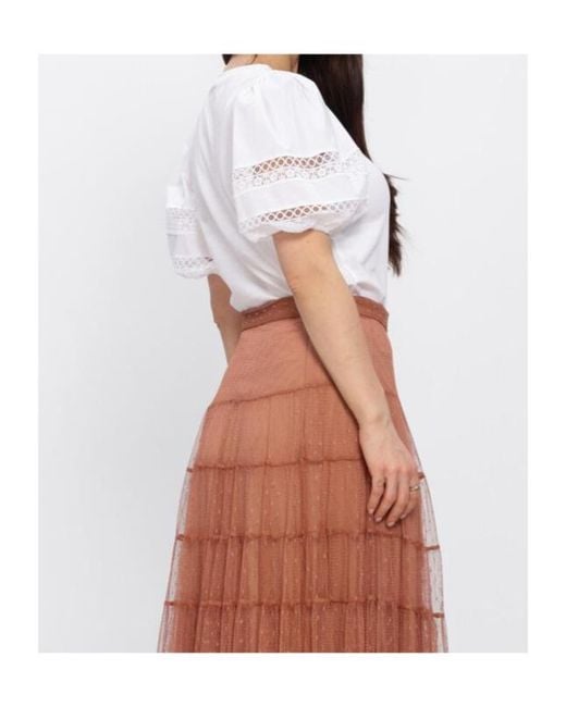 Twinset White Puff-Sleeve Embroidered T-Shirt
