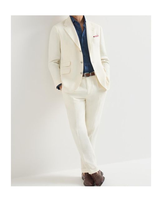 Brunello Cucinelli Blue Délavé Linen Easy Fit Shirt With Spread Collar for men
