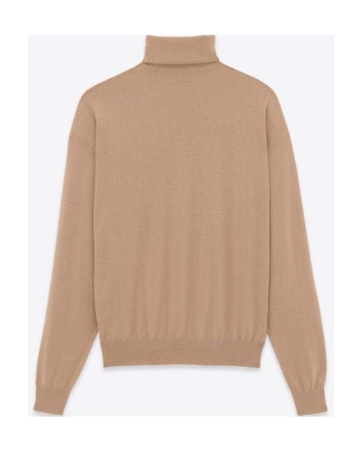 Saint Laurent Natural Turtleneck Knitted Jumper