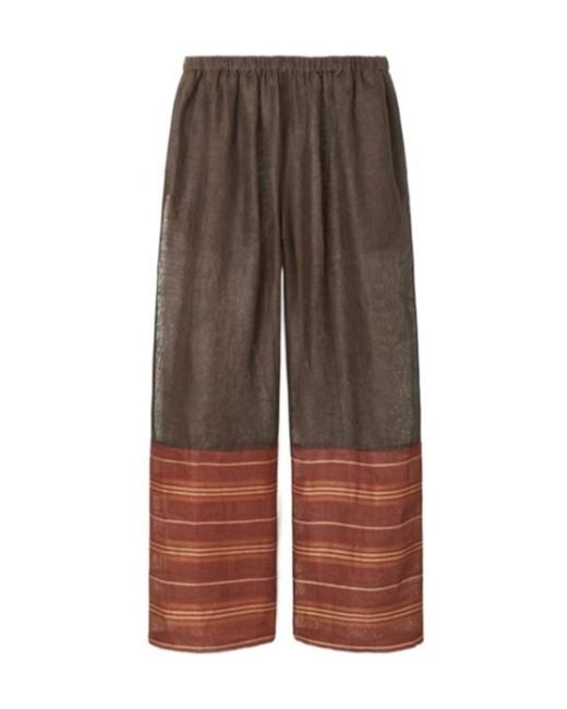 Tory Burch Brown Drawcord Wide-Leg Beach Pants