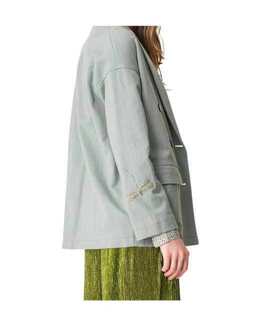 Forte_forte Green Double-Breasted Decorative Coat