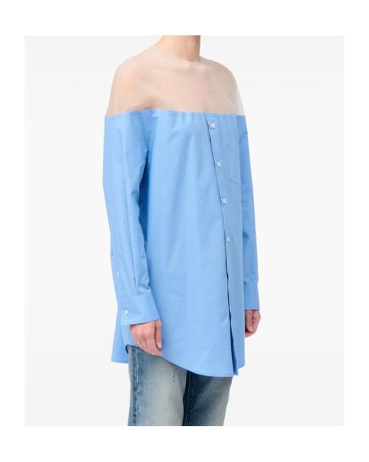 MM6 by Maison Margiela Blue Panelled Long Sleeved Shirt