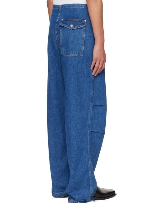 Dion Lee Blue Parachute Straight-Leg Jeans for men