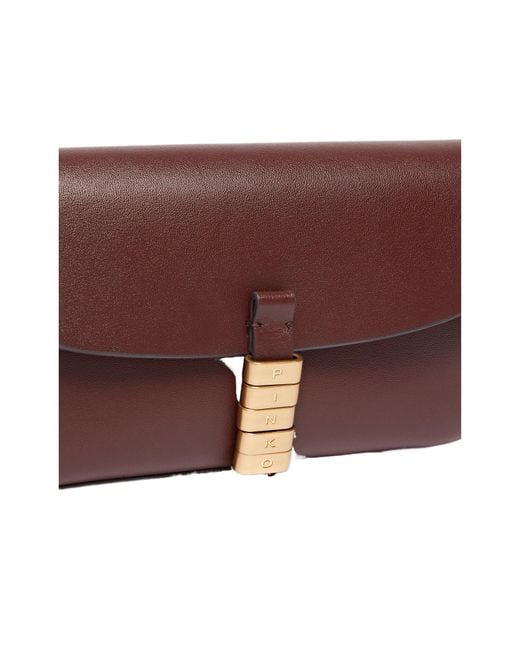 Pinko Brown Logo Detailed Crossbody Bag