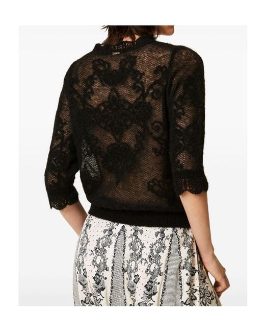 Twinset Black Jacquard Alpaca Blend Jumper