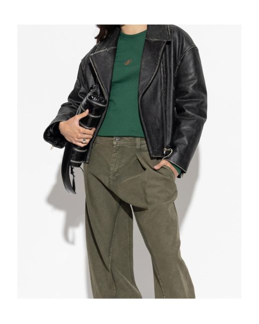 J.W. Anderson Green Logo-Embroidered Ribbed Top